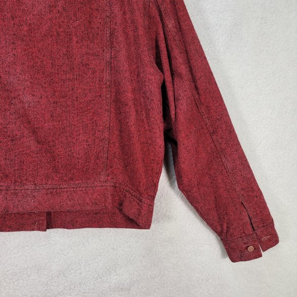 Objects Gold Burgundy Collared Silk Lightweight Classic Shacket Jacket Coat - Picture 9 of 13